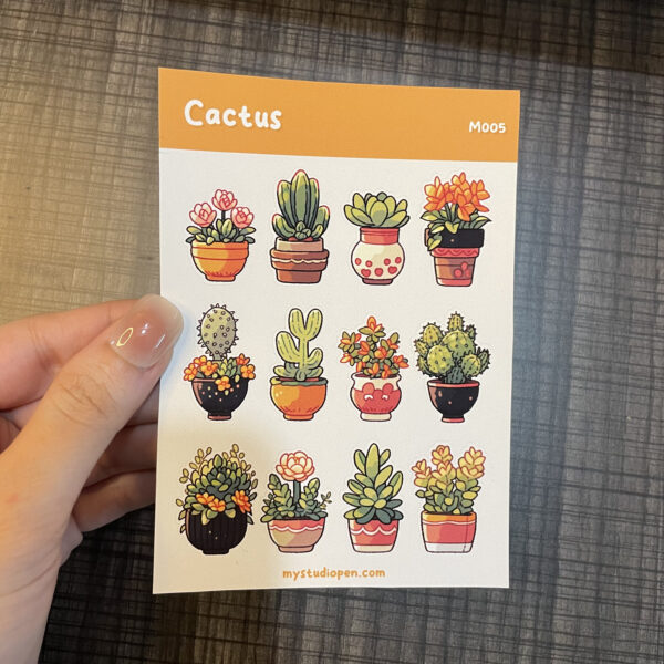 Playful Cactus - Sticker Sheets 3.5 x 5 inches Matte Vinyl